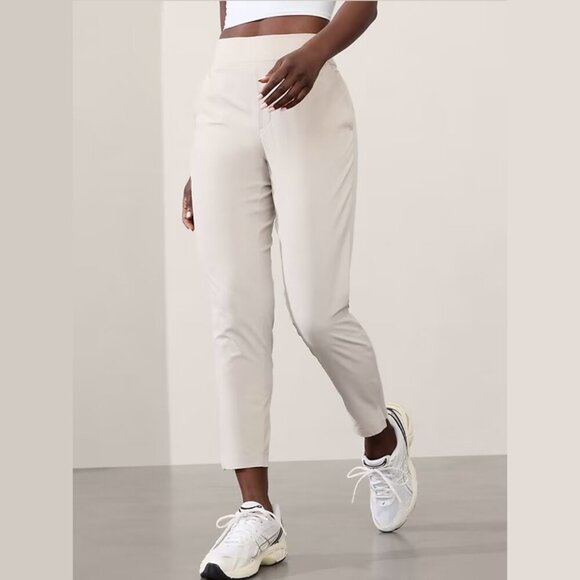 Athleta Brooklyn Ankle Mid Rise Pant in Tan Cream 'Abalone', size 16 - Picture 1 of 10